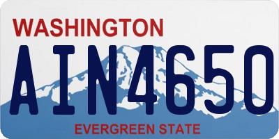 WA license plate AIN4650