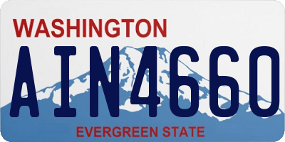 WA license plate AIN4660
