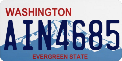 WA license plate AIN4685