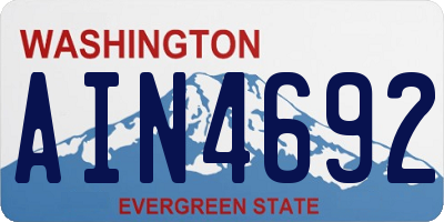 WA license plate AIN4692