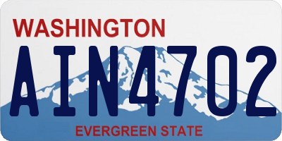 WA license plate AIN4702