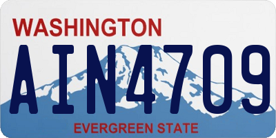 WA license plate AIN4709