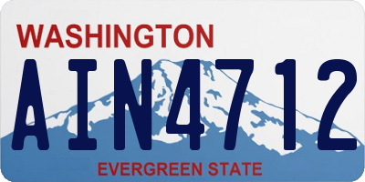 WA license plate AIN4712