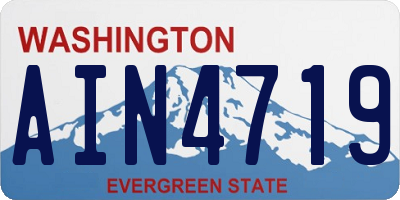 WA license plate AIN4719