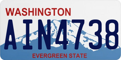 WA license plate AIN4738