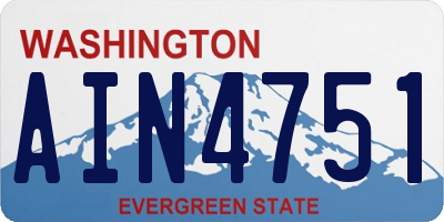 WA license plate AIN4751