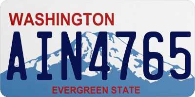 WA license plate AIN4765