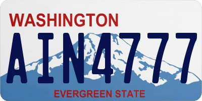 WA license plate AIN4777