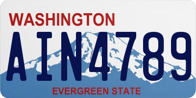 WA license plate AIN4789