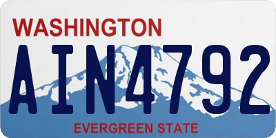 WA license plate AIN4792