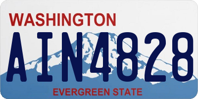 WA license plate AIN4828