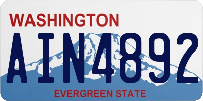 WA license plate AIN4892
