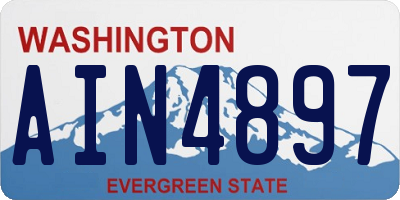 WA license plate AIN4897