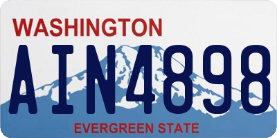 WA license plate AIN4898