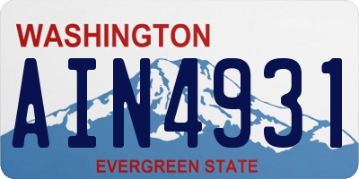 WA license plate AIN4931