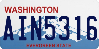 WA license plate AIN5316