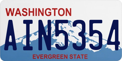 WA license plate AIN5354