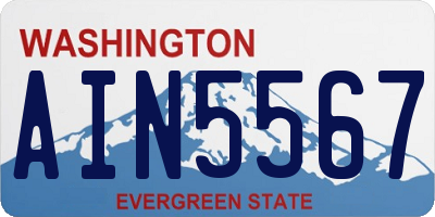WA license plate AIN5567