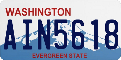 WA license plate AIN5618
