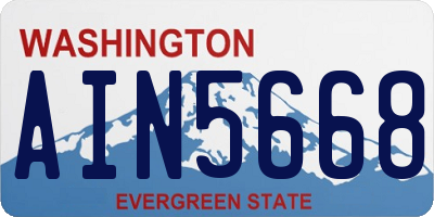 WA license plate AIN5668