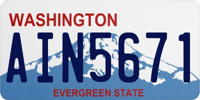 WA license plate AIN5671