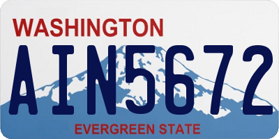 WA license plate AIN5672