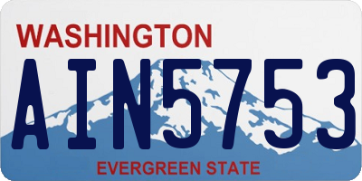 WA license plate AIN5753