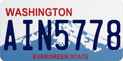 WA license plate AIN5778