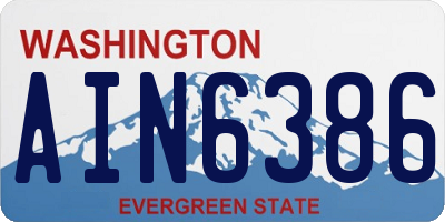 WA license plate AIN6386