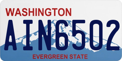 WA license plate AIN6502