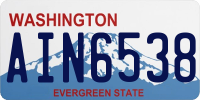 WA license plate AIN6538
