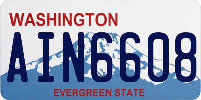 WA license plate AIN6608