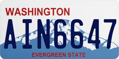 WA license plate AIN6647