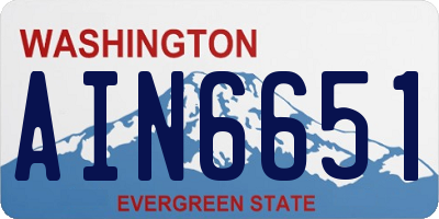 WA license plate AIN6651