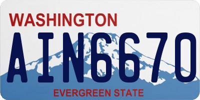 WA license plate AIN6670