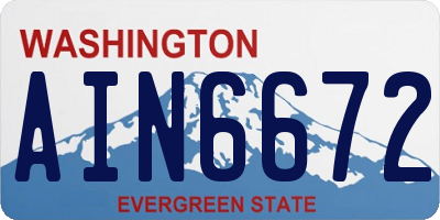 WA license plate AIN6672
