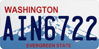 WA license plate AIN6722