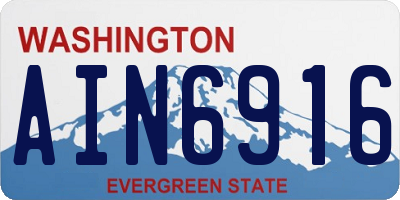 WA license plate AIN6916