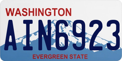 WA license plate AIN6923