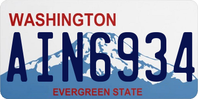 WA license plate AIN6934