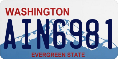 WA license plate AIN6981