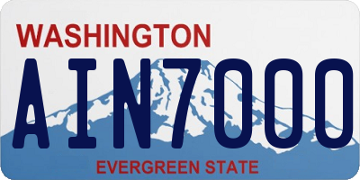 WA license plate AIN7000