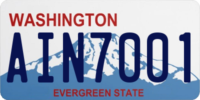 WA license plate AIN7001