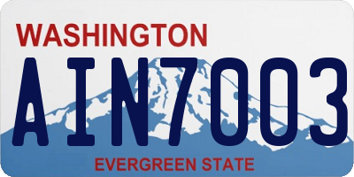 WA license plate AIN7003