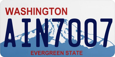 WA license plate AIN7007