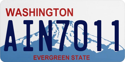 WA license plate AIN7011