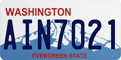 WA license plate AIN7021