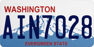 WA license plate AIN7028