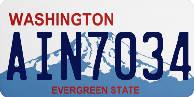 WA license plate AIN7034
