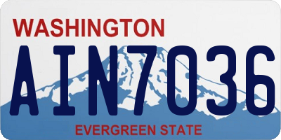 WA license plate AIN7036